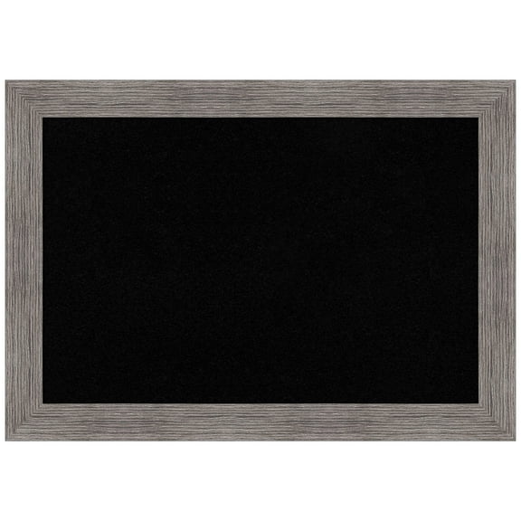 Amanti Art Black Cork Board Framed Pinstripe Plank Grey Narrow Bulletin Board 27 in. x 19 in.