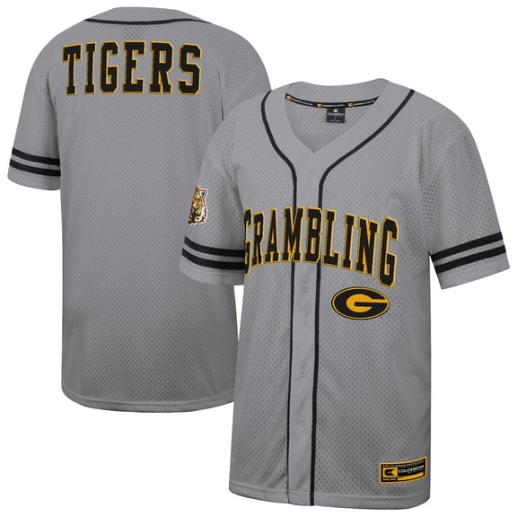 Men's Colosseum Gray Grambling Tigers Free Spirited Baseball Jersey