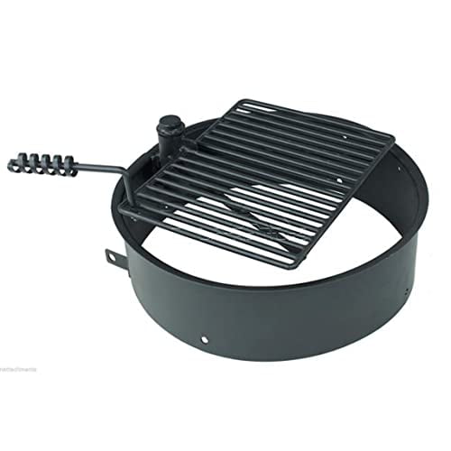 TITAN GREAT OUTDOORS Anneau de Feu en Acier de 32 Pouces avec Grille de Cuisson, Foyer de Camp, Gril de Parc, BBQ, Sentier de Camping