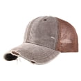 thumbnail image 2 of Women's Distressed Trucker Hat, Classic Mesh Back Adjustable Baseball Cap, Casual Retro Sun Hat for Outdoor Daily Wear, Street Style and Summer Fashion-Coffee, 2 of 6