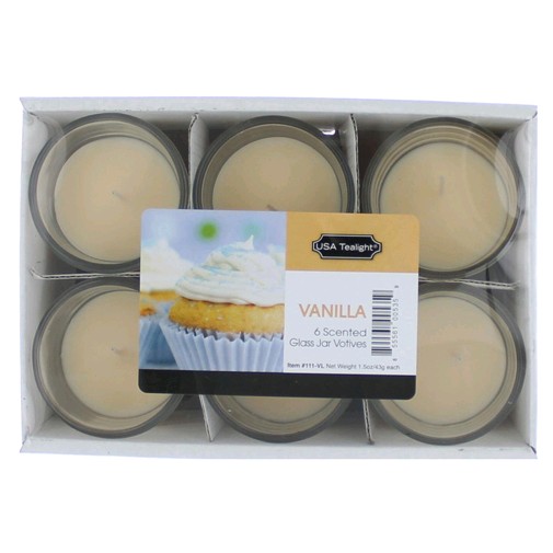 Vanilla 1.5 oz Glass Jar Votives Candle, 6 Pack 9 oz Total Vanilla