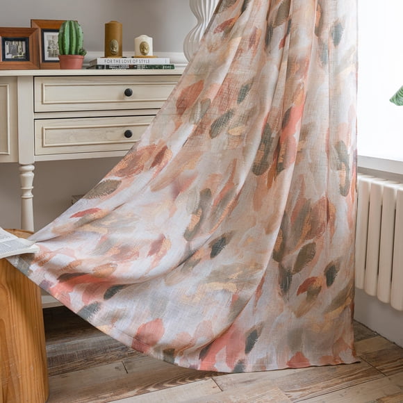 Cortinas MEETSKY de lino, 213 cm de longitud, filtro de luz, 2 paneles