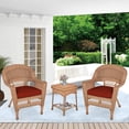 thumbnail image 3 of Jeco 3pc Wicker Chair and End Table Set in Honey with Red Orange Chair Cushion, 3 of 10