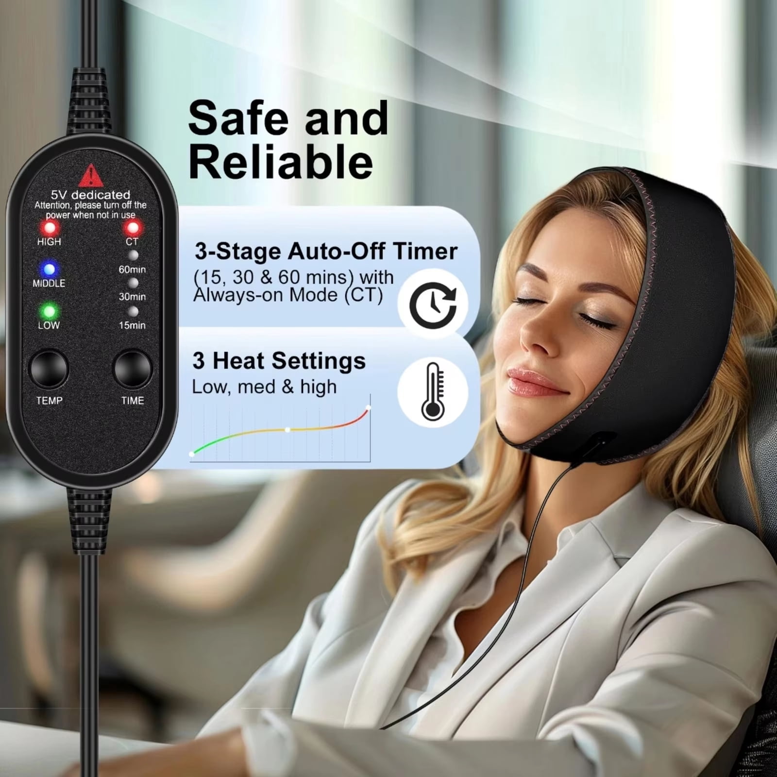 660nm red light infrared 850nm fabric chin and neck home use neck heating massager