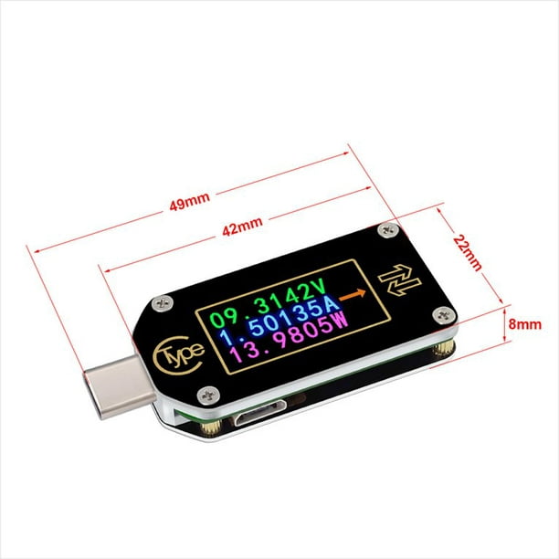 TC66 USB Tester PD Trigger Power Meter Type-C Voltage Current Tester  Multimeter Ammeter Voltmeter Color LCD Display