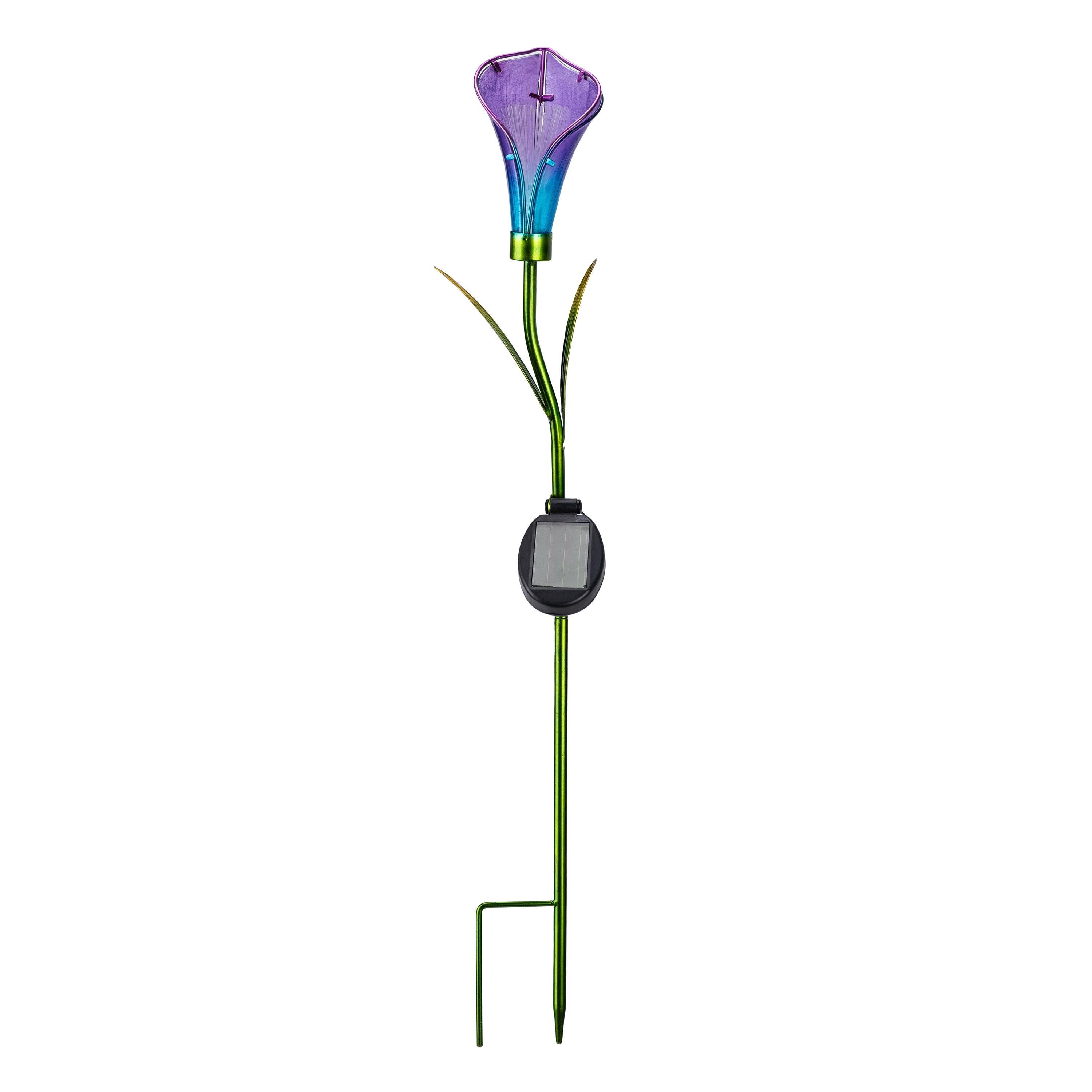 Better Homes & Gardens Solar LED Purple Lily Glass Flower Stake Light