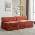 thumbnail image 5 of Modular Sectional Sofa.Convertible Chenille Upholstered Sleeper Sofa with Pillows and Memory Foam,  Lounge Sofa Armless Corner Bed Couch for Living Room,Bedroom,Apartment,Orange, 5 of 9