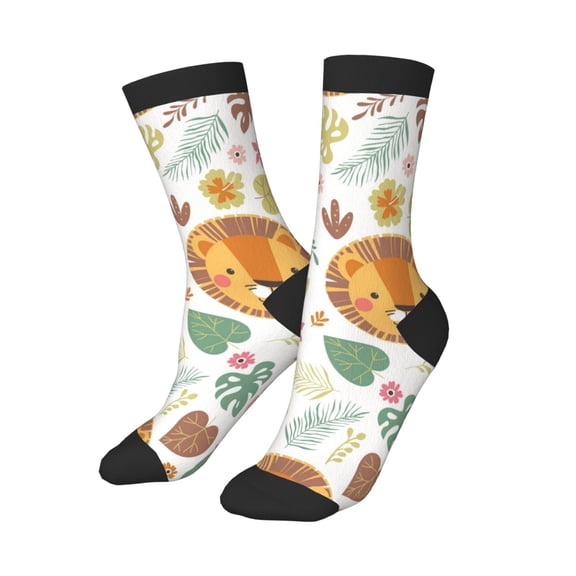 Kids Boys Girls Socks Fun Novelty Toddler Socks Funny Crew Children Teenage Soccer Socks Cute Lion Animal Tropical Plants