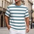 thumbnail image 2 of NOEGOEU Mens Short Sleeve T Shirts Striped Casual Crewneck Basic Shirt Stretch Summer Beach Tees (Light Blue,M), 2 of 7