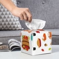 thumbnail image 6 of Lsque Fall Pumpkins Printed Tissue Box Cover Holder, Facial Paper Organizer Dispenser,Square with Bottom Belt, PVC Leather Decorative Organizer, 6 of 8