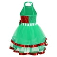 thumbnail image 2 of iEFiEL Kids Girls Christmas Elf Costume Shiny Sequins Ballet Tutus Halter Neck Dance Jumpsuit Skating Leotard Dress Green 12, 2 of 5