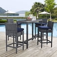 thumbnail image 2 of Modern Contemporary Urban Design Outdoor Patio Balcony Five PCS Pub Bar Chairs and Table Set, Navy Blue, Rattan, 2 of 2