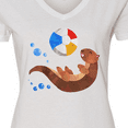 thumbnail image 4 of Inktastic Cute Otter and Beachball Women's V-Neck T-Shirt, 4 of 5