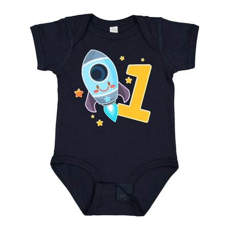 

Inktastic Rocket Spaceship Happy First Birthday Boys or Girls Baby Bodysuit