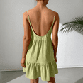 thumbnail image 3 of Women Spaghetti Strap Ruffle Tiered Short Flowy Dress Casual Beach Vacation Sun, 3 of 8