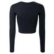 Made by Olivia Womens Solid Long Sleeve Round Neck Crop T Shirt Top