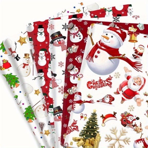 HEYMAPLE 6Pcs Jelly Roll Fabric Strips for Quilting and Sewing, 20" x 16" Precut Fabric for Crafting Handmade Accessories, Christmas Series