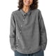 thumbnail image 2 of Camiseta de Solapa de Rayas Sueltas de Manga Larga de las Mujeres con Botón de Cuerda Elástica, Malla Estilo Superior, 2 of 8