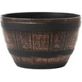 thumbnail image 4 of TRAHOO-Brown Outdoor Rustic Half Barrel Flower Garden Planter Bowl, Plastic, Medium, 4 of 4