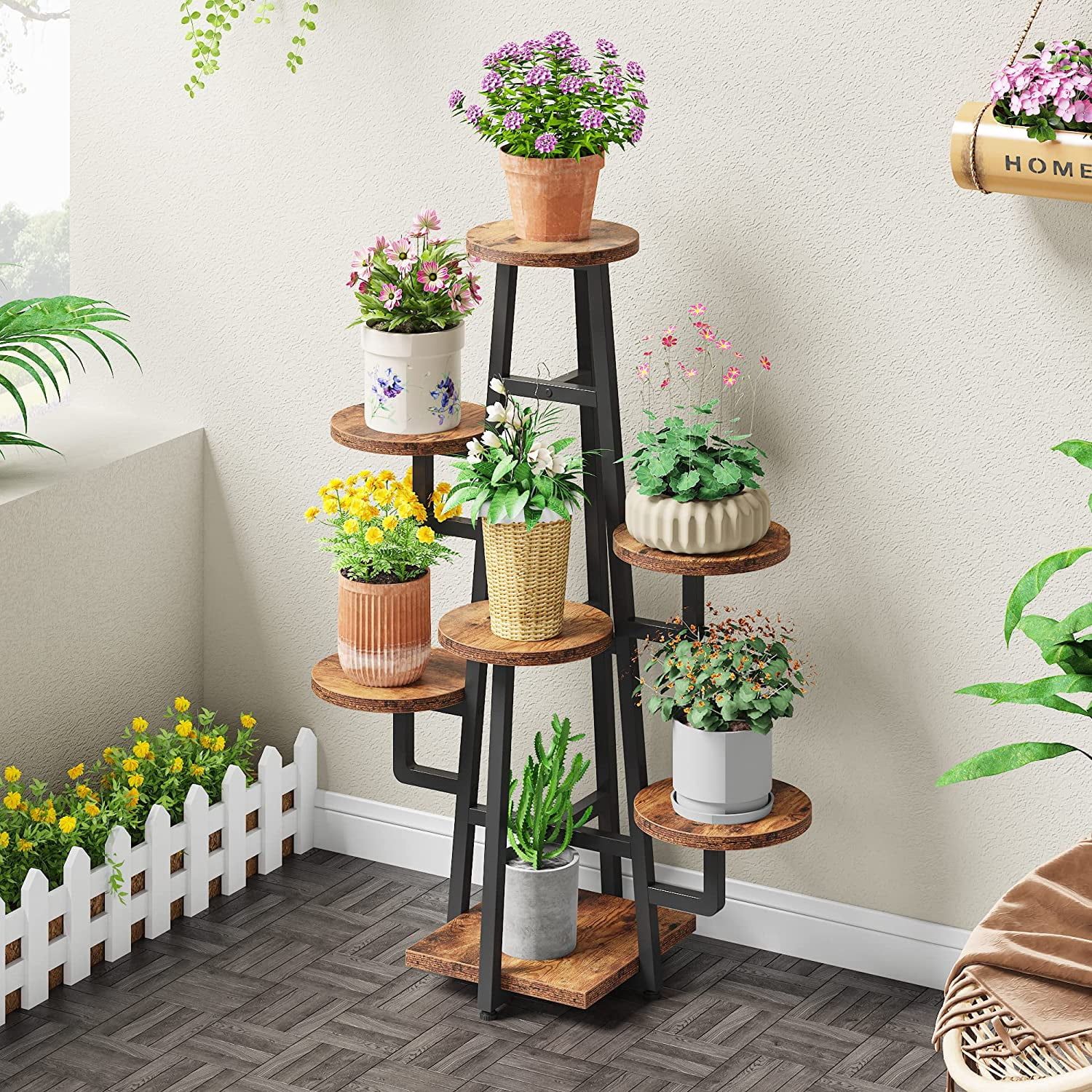 Tribesigns Support De Plantes D'Intérieur à Plusieurs Étages Pour 11 Pots - Marron Rustique
