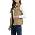 thumbnail image 4 of INSPIRE CHIC Women's Zip Up Jacket Sleeveless Anorak Utility Vest Jacket with Pockets M Dark Khaki, 4 of 6