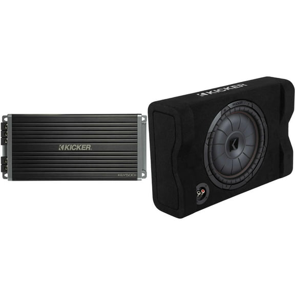 Kicker 48CVTDF122 CVTDF 12" Sub Down Firing enclosure w/ 500 Watt Key Amp Bundle