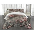 thumbnail image 3 of Ambesonne Leopard Print Quilted Bedspread Set 3 Pcs, Medieval Rose Garden, Queen Size, Pale Pink Laurel Green, 3 of 5