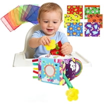 BUTOMKY Montessori Baby Tissue Box Sensory Toy - Crinkle Cloth Scarves Pull Toy for 6-12 Months Infants, Motor Skills Development Early Learning Gift