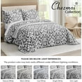 thumbnail image 5 of Chezmoi Collection Oversized Bedspread 100x106, Jacquard Matelasse Floral Damask Design, 5-Piece Lightweight Reversible Microfiber Bedding Coverlet Set for All Season, Queen, Dark Gray/White, 5 of 9