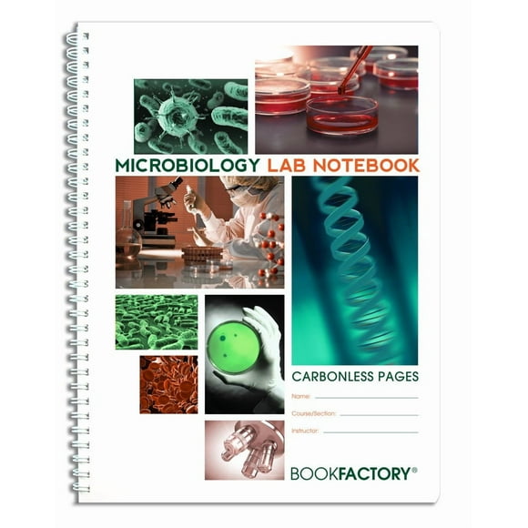 BookFactory Carnet de Microbiologie Sans Carbone - 25 Ensembles de Pages (8.5 Pieds' X 11 Pieds') (Duplicateur) - Pages à Grille Scientifique, Couverture Translucide Durable, Reliure Sans Fil de Haute Qualité (LAB-025-7GW-D (Microbio))