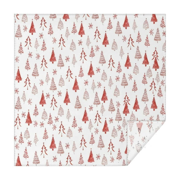 Red Christmas Tree Pattern Square Tablecloth,Waterproof Square Table Cover,Wipeable Spillproof Washable Table Cover for Home Kitchen Party Decor 42"X42"(107x107cm)