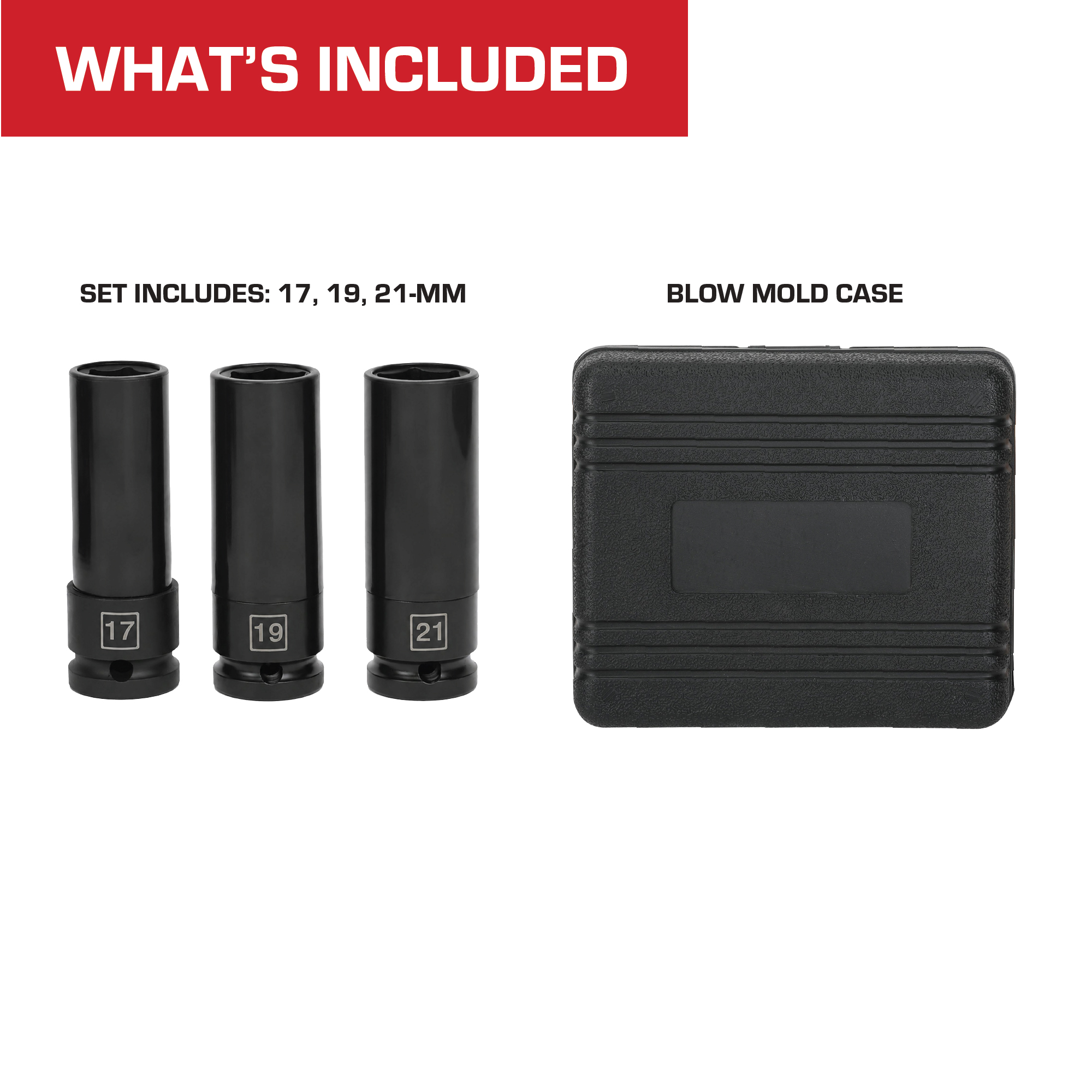 Hyper Tough 3-Piece Lug Nut Socket Set, 1/2-Inch Drive photo 2