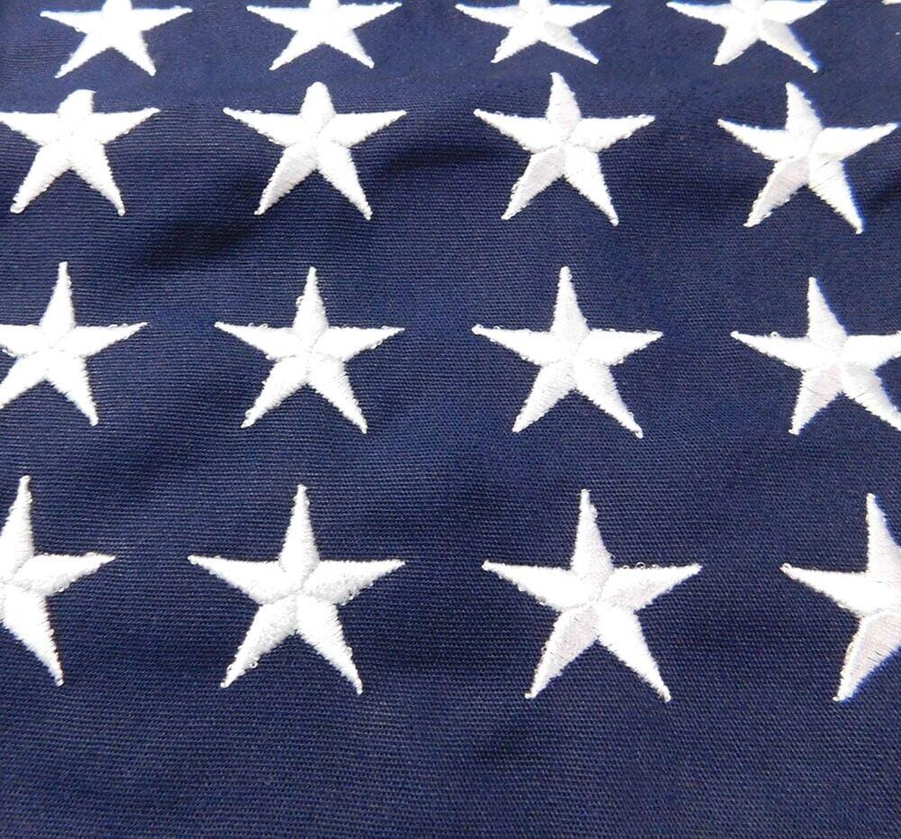 2x3 Embroidered 48 Star USA Sewn 100% Cotton Flag 2'x3' Clips