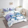thumbnail image 3 of Manfei Blue Cute Snowman Bedding Comforter Set 7-Piece, Merry Christmas King Bedding Sets, Teens Boys Girls Kids Reversible Bed Sheets, Microfiber Bedroom Decor, 3 of 7