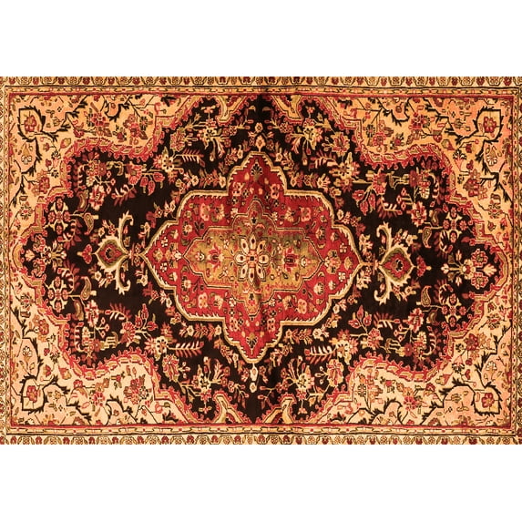 Ahgly Company Indoor Rectangle Medallion Orange Traditional Area Rugs, 3' x 5'