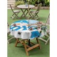 thumbnail image 3 of Outdoor Tablecloth with Umbrella Hole and Zipper, Blue Christmas Round Table Cloth 54 Inch Waterproof Tablecloth, Winter Snowman Xmas Pine Tree Snowy Picnic Table Cover for Patio Camping, 3 of 7