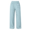 thumbnail image 4 of Women's Elastic Waist Loose Casual Pants, Solid Color Long Trousers with Pockets for Daily Home | TruBelle,Light Blue S, 4 of 9
