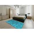 thumbnail image 5 of Ahgly Company Machine Washable Indoor Square Transitional Bright Turquoise Blue Area Rugs, 4' Square, 5 of 7