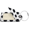 thumbnail image 2 of Disketp 2 PCS Luggage Tag for Suitcase,Soccer Ball Leather Baggage Tag with Stainless Steel Loop Privacy Cover for Women Men Girls, 2 of 5
