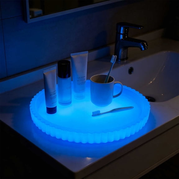 Glow In The Dark Silicone Round Tray Vanity Tray Bathroom Counter Organizer Cosmetic Jewelry Holder Dish