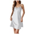 thumbnail image 2 of Nightgown with Built in Bra Racerback Sleeveless Night Shirt Spaghetti Strap Loose Fit Breathable Sleepwear Lightweight Sleepdress Z02 White M, 2 of 6