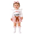 thumbnail image 2 of MAIHAN My First Easter Baby Girl Outfit Short Sleeve Romper Tutu Skirt Shorts Set Cute Bunny Clothes,Easter Outfit Baby Girl(White,12_18 Months), 2 of 8