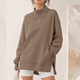 thumbnail image 4 of Basysin Sweatshirts For Women Side Slit Oversized Pullover Tops with Pocket | Long Sleeve Casual Sweatshirts Atheltic Workout Sweater Tops Fall Fashion, 4 of 5