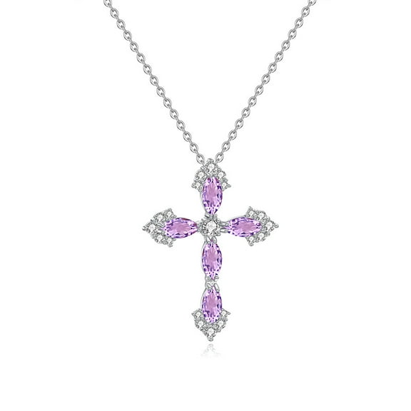 This 925 sterling silver cross pendant, inlaid with natural crystals, exudes hip-hop chic and is versatile.