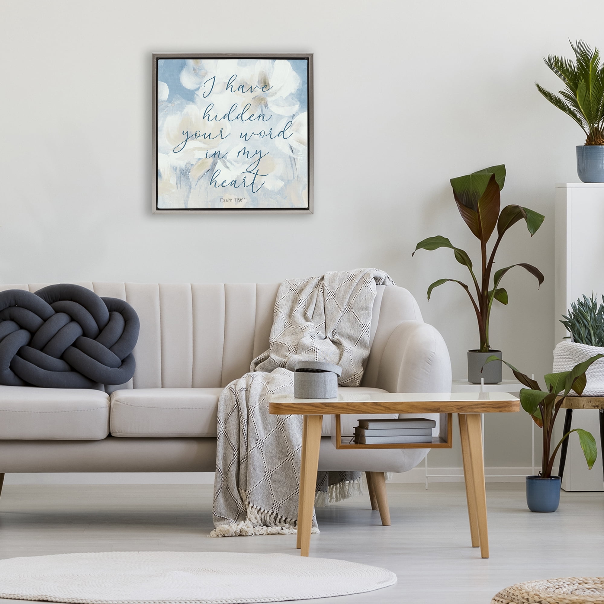 Stupell Industries Hidden Your Word In My Heart Gray Framed Floater Canvas Wall Art, design by Lanie Loreth