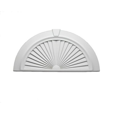43"W x 22 1/2"H x 2 1/4"P Half-Round Sunburst Pediment w/ Flat Trim & Keystone