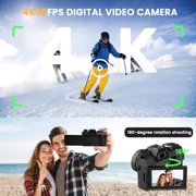 4K Digital Camera for Photography and Video Auto Focus 48MP Vlogging Travel Compact Camera ,180°Flip Screen 16X Zoom with 32GB SD Card & 2 Batteries Macro Lens