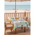 thumbnail image 2 of 60x120 Inch Outdoor Tablecloth with Umbrella Hole Zipper Rectangle Easter Rectangular Tablecloths Outside Waterproof Spring Watercolor Bunny Eggs Tulip Wooden Grain Teal Patio Table Cover for Picnic, 2 of 8