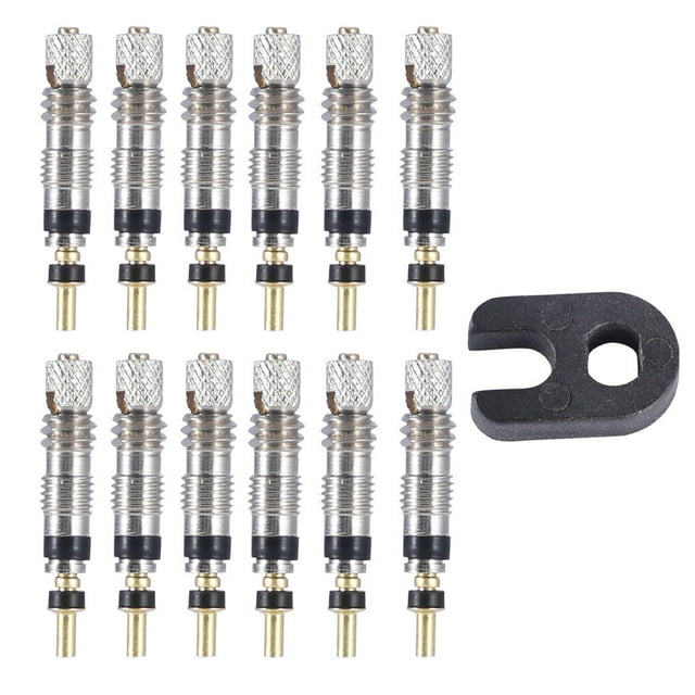 heritaly 2/6/12PCS Presta Valve Brass Core With Tool Accessories Road Bike Tubes Repair Tire Service Parts Tire Valve Core Repair Kit 12PCS valve core 1Set