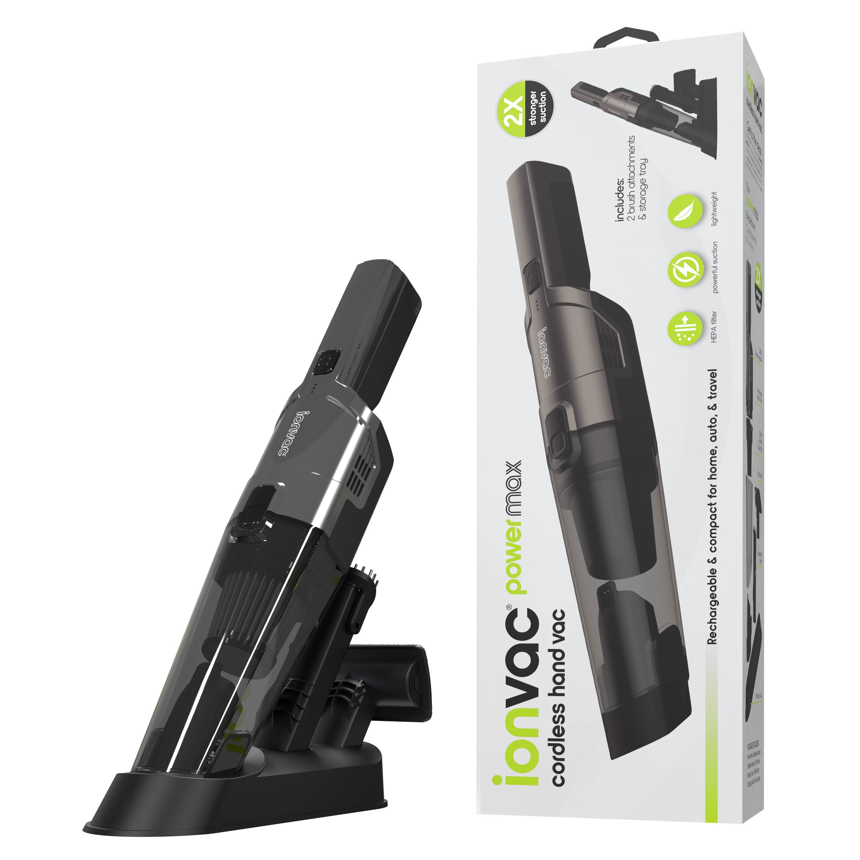 IonVac PowerMax Handheld Cordless Vacuum, Multi-Surface Lightweight Portable Vacuum Cleaner with USB-Charging, Model #8819